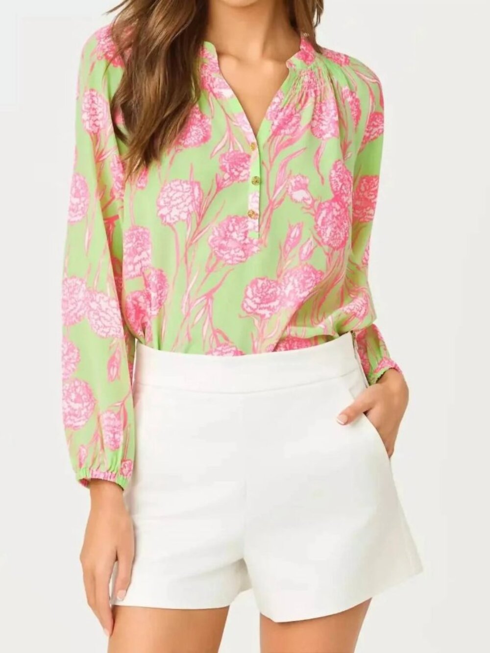 Lilly Pulitzer Elsa Silk Top in Pistachio Macaron Alina NWT